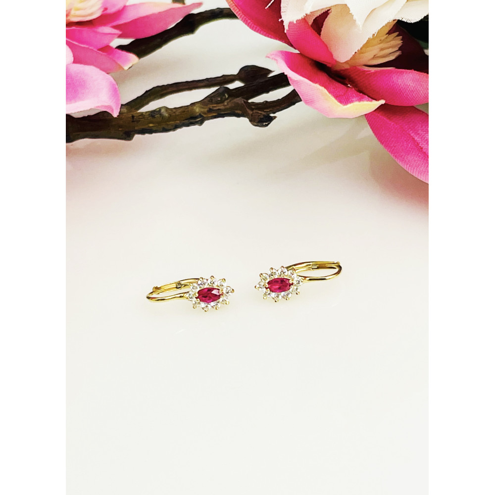 Złote kolczyki owalne z cyrkoniami dwukolorowe