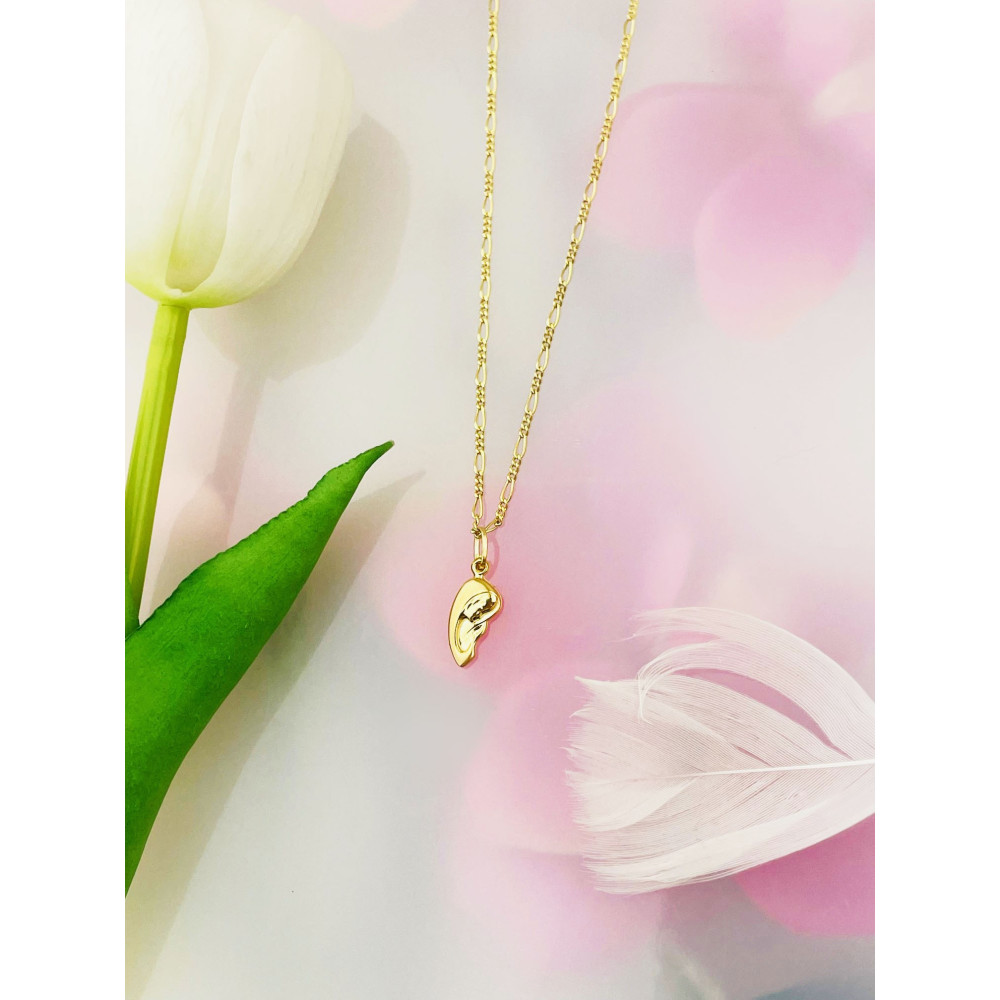 Złoty Medalik Zawieszka Matka Boska Madonna Komunia Chrzest