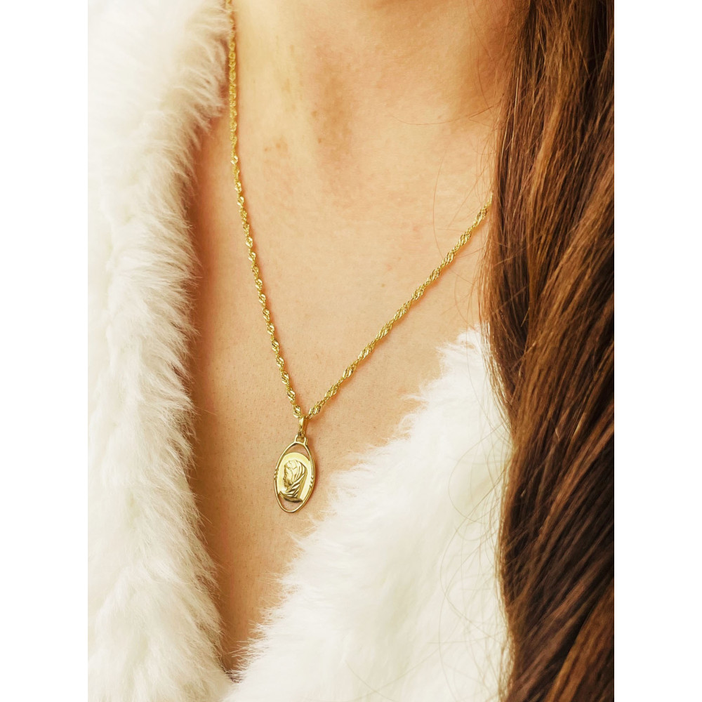 Złoty Medalik Zawieszka Matka Boska Fatimska Komunia Chrzest