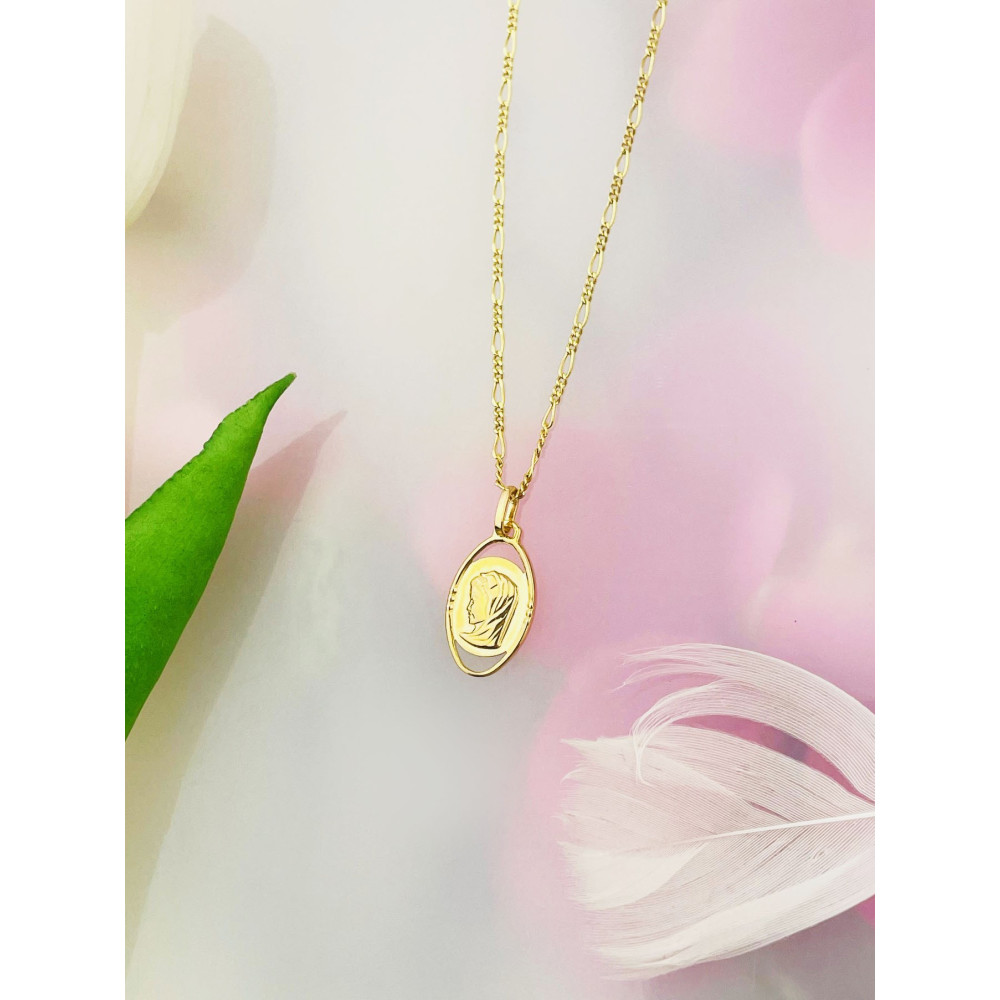 Złoty Medalik Zawieszka Matka Boska Fatimska Komunia Chrzest