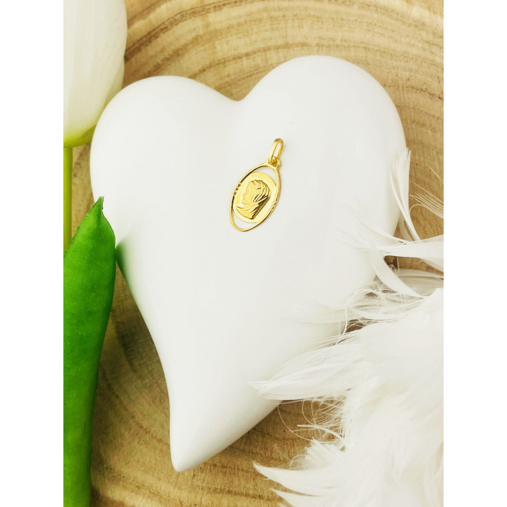 Złoty Medalik Zawieszka Matka Boska Fatimska Komunia Chrzest