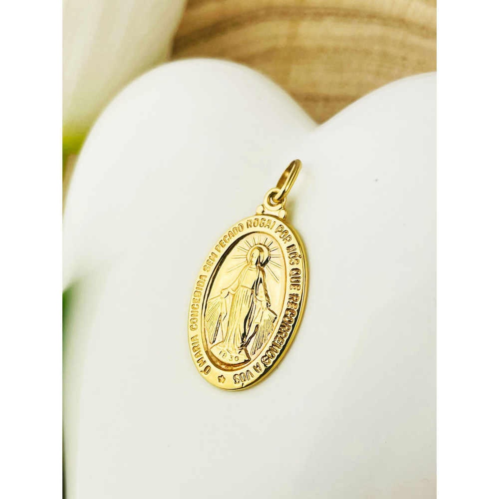 Anhänger Madonna Maria Immaculata Milagrosa Kettenanhänger Gelbgold Goldanhänger Erstkommunion