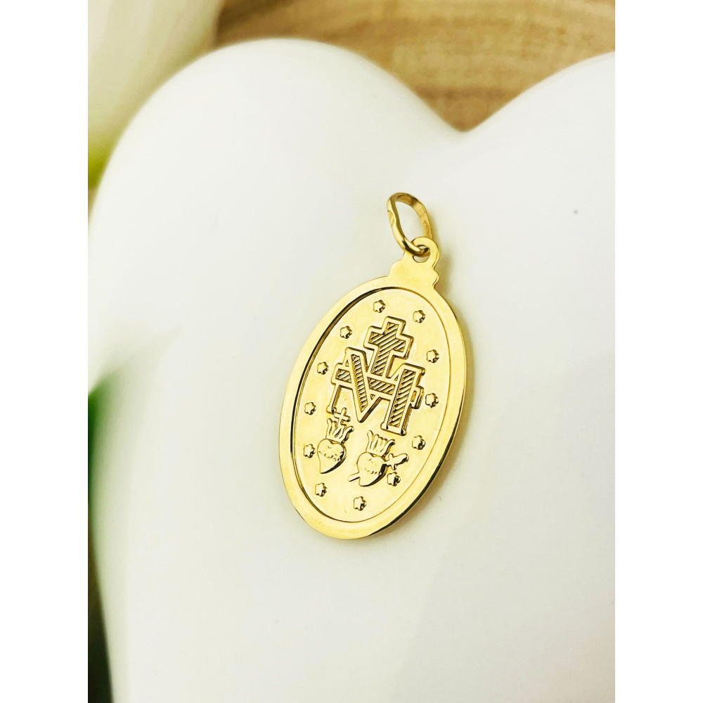 Anhänger Madonna Maria Immaculata Milagrosa Kettenanhänger Gelbgold Goldanhänger Erstkommunion