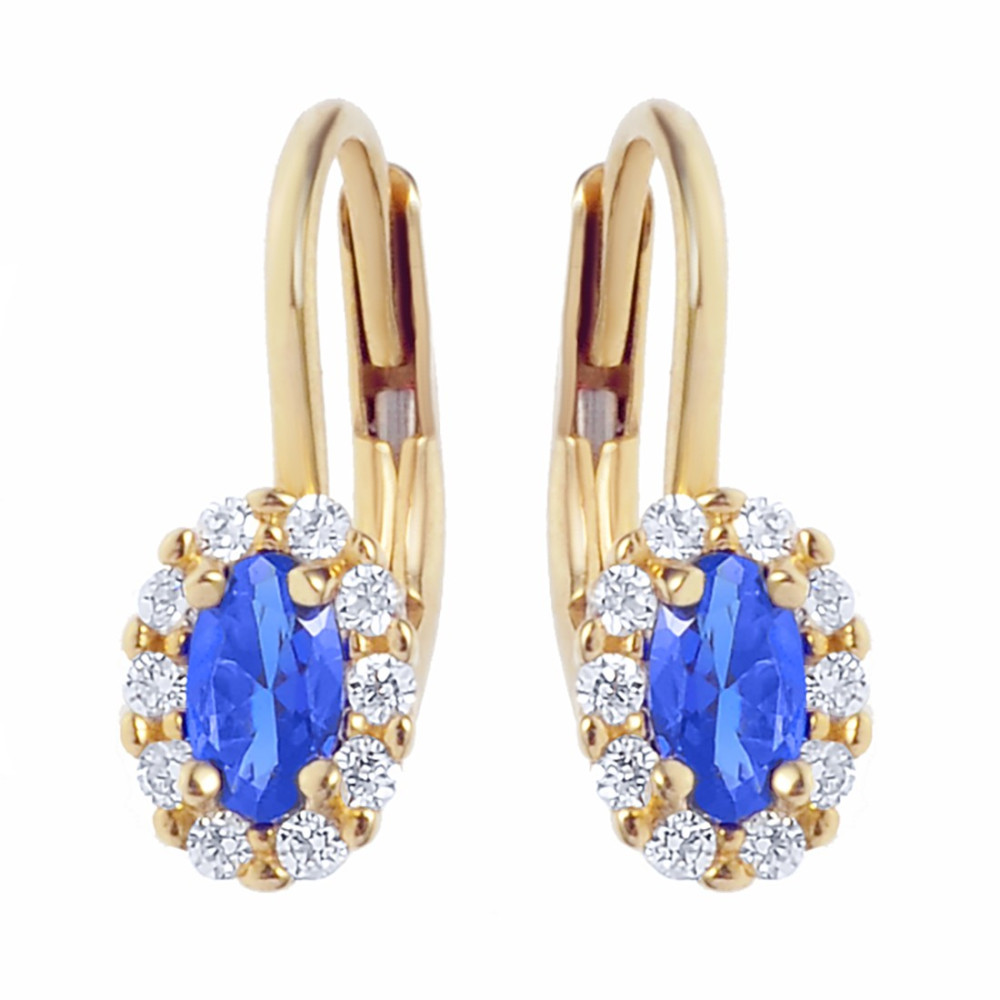 Złote kolczyki owalne z cyrkoniami dwukolorowe