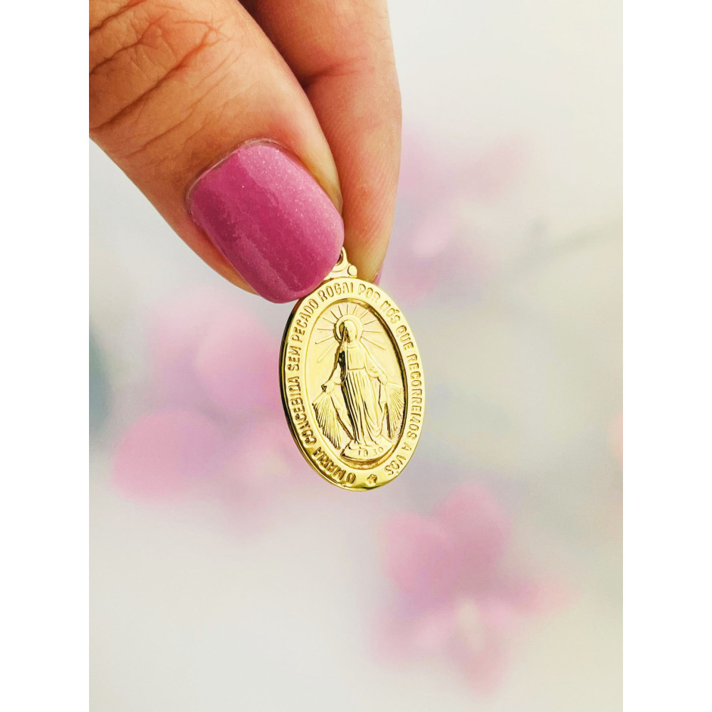 Anhänger Madonna Maria Immaculata Milagrosa Kettenanhänger Gelbgold Goldanhänger Erstkommunion