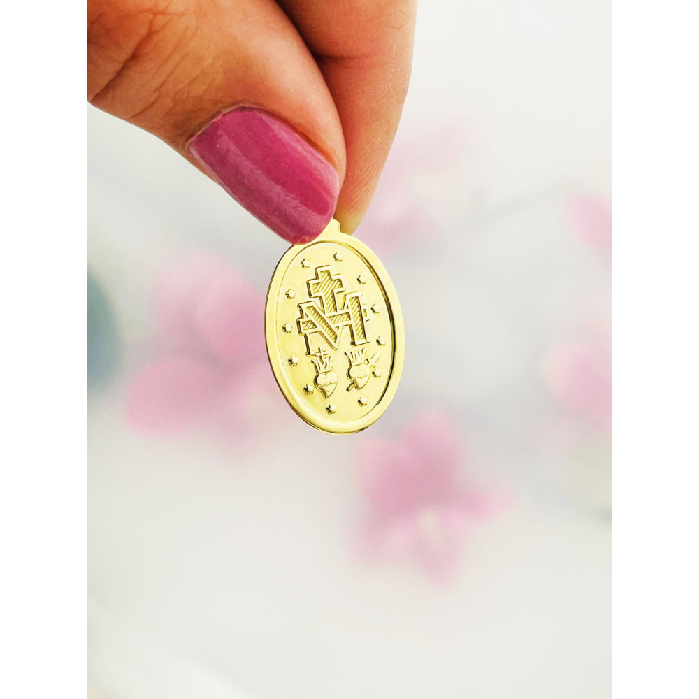 Anhänger Madonna Maria Immaculata Milagrosa Kettenanhänger Gelbgold Goldanhänger Erstkommunion