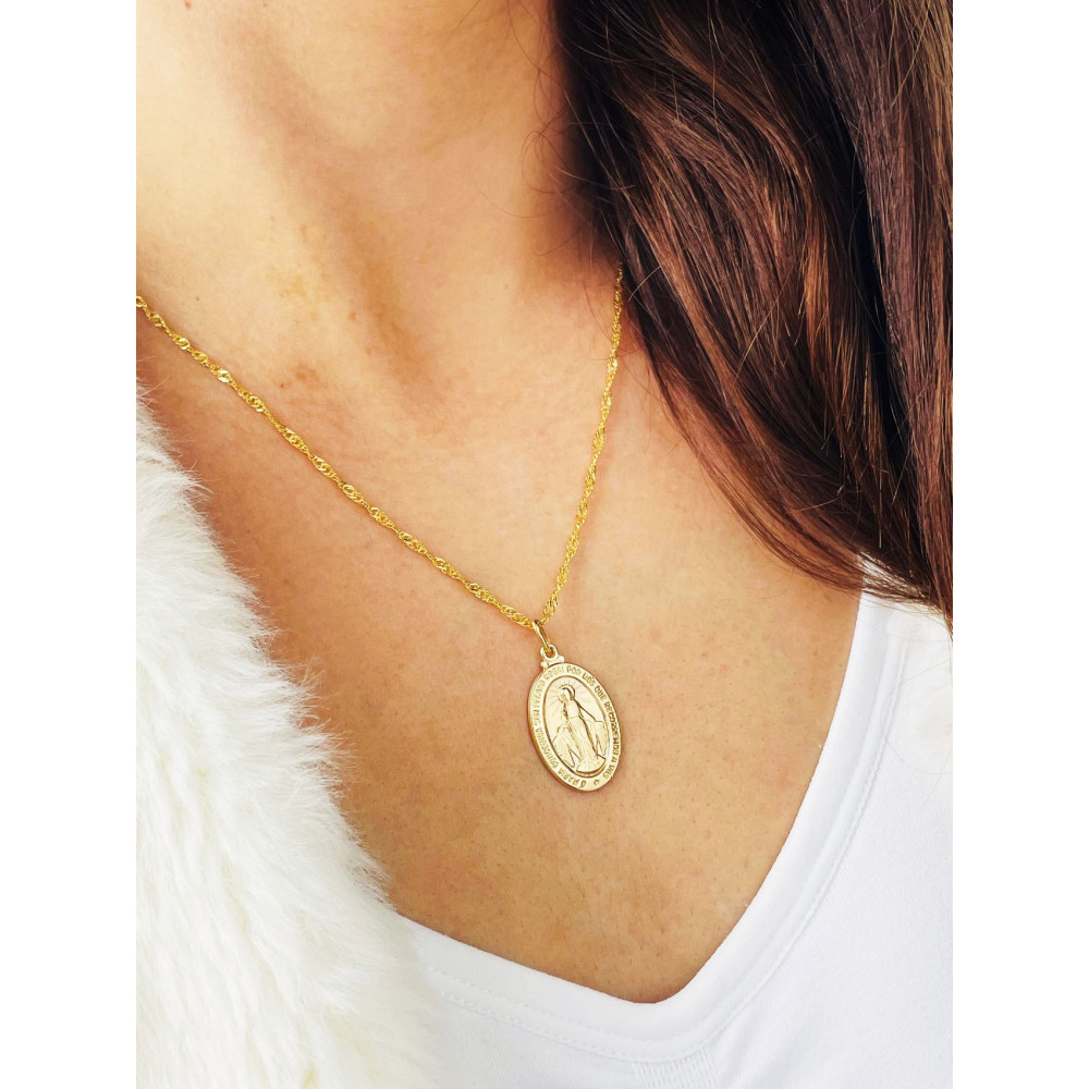Anhänger Madonna Maria Immaculata Milagrosa Kettenanhänger Gelbgold Goldanhänger Erstkommunion