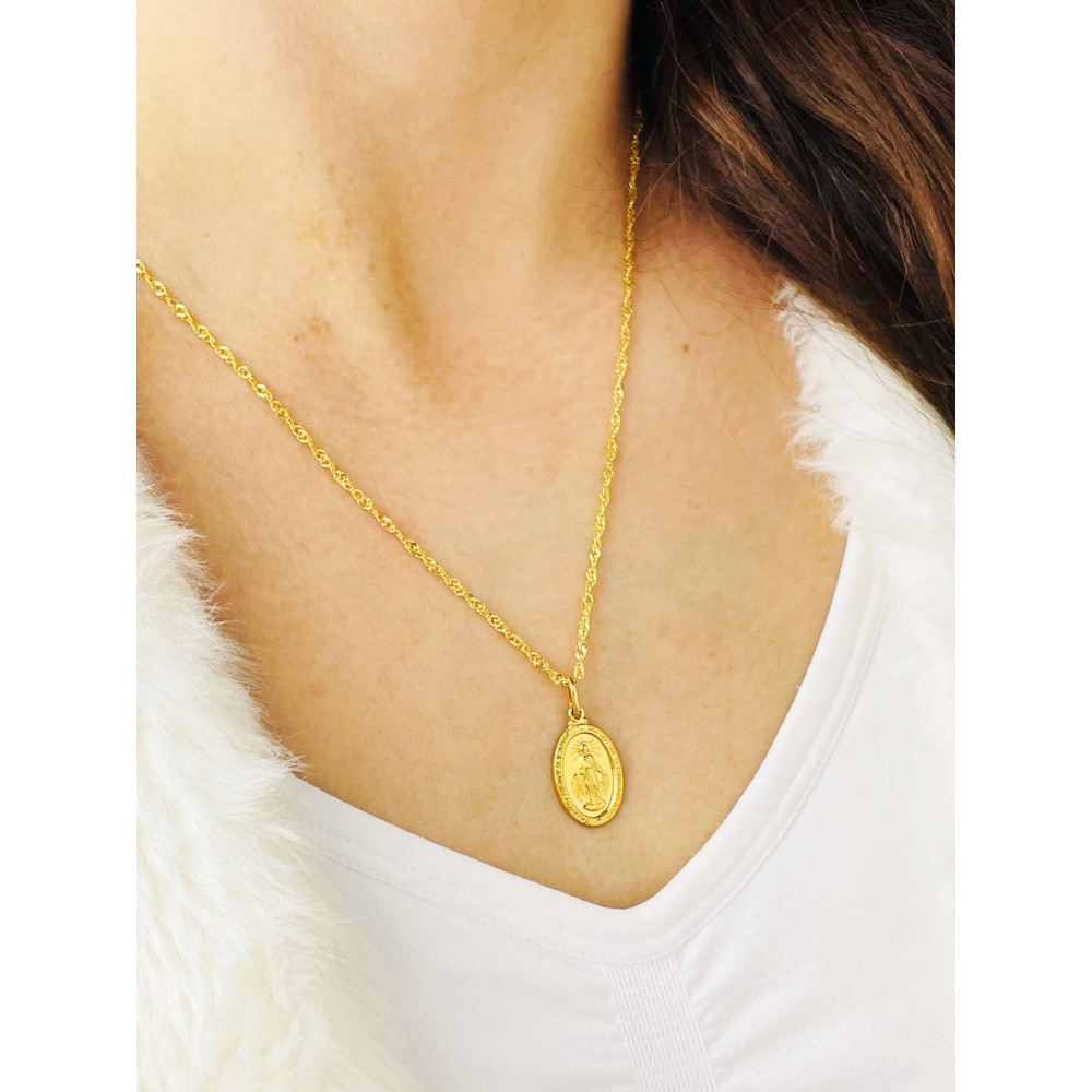 Anhänger Madonna Maria Immaculata Milagrosa Kettenanhänger Gelbgold Goldanhänger Erstkommunion