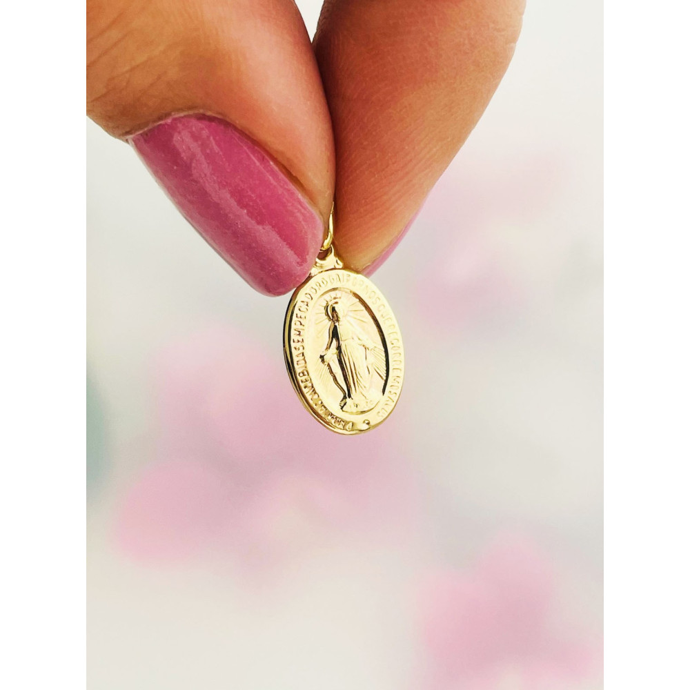 Anhänger Madonna Maria Immaculata Milagrosa Kettenanhänger Gelbgold Goldanhänger Erstkommunion