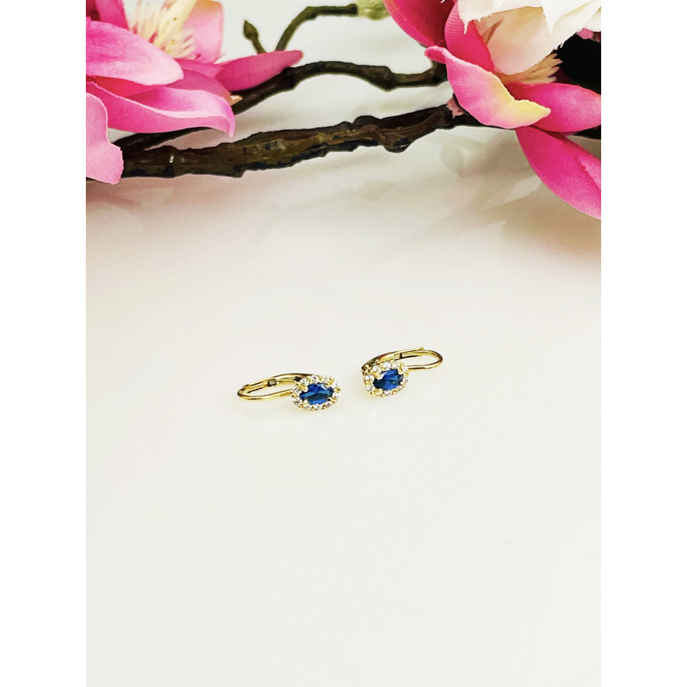 Złote kolczyki owalne z cyrkoniami dwukolorowe