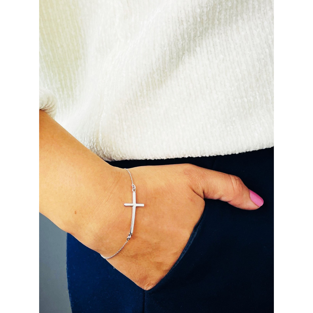 Kreuz 925 Silber Ankerkette Armband