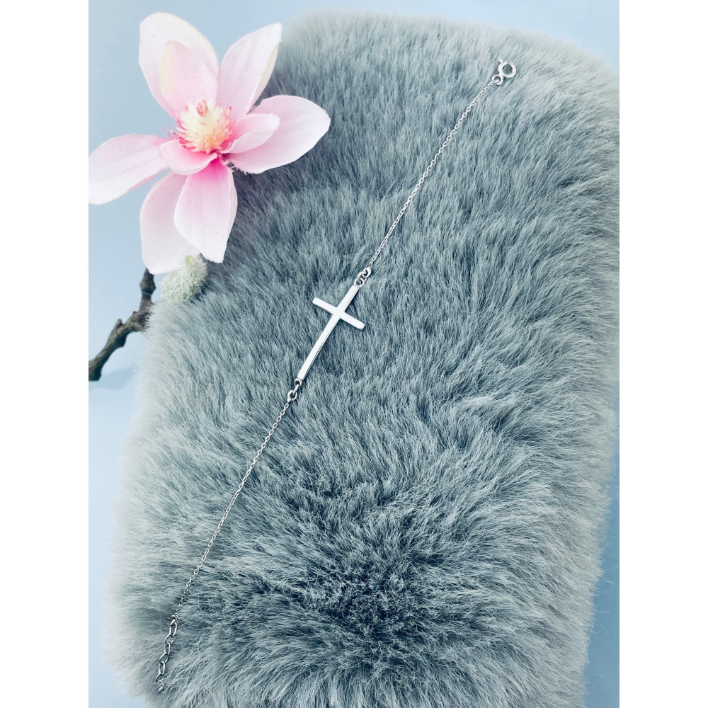 Kreuz 925 Silber Ankerkette Armband