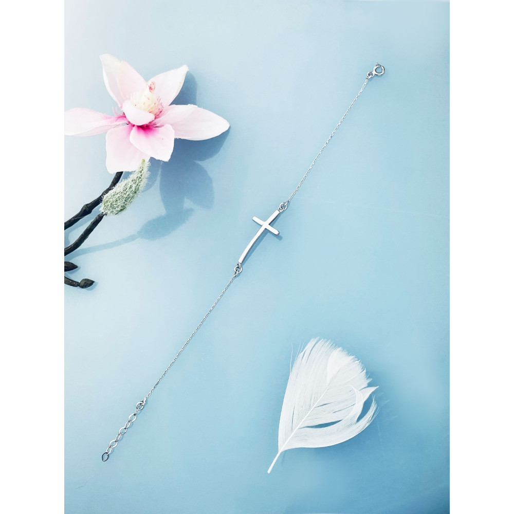 Kreuz 925 Silber Ankerkette Armband