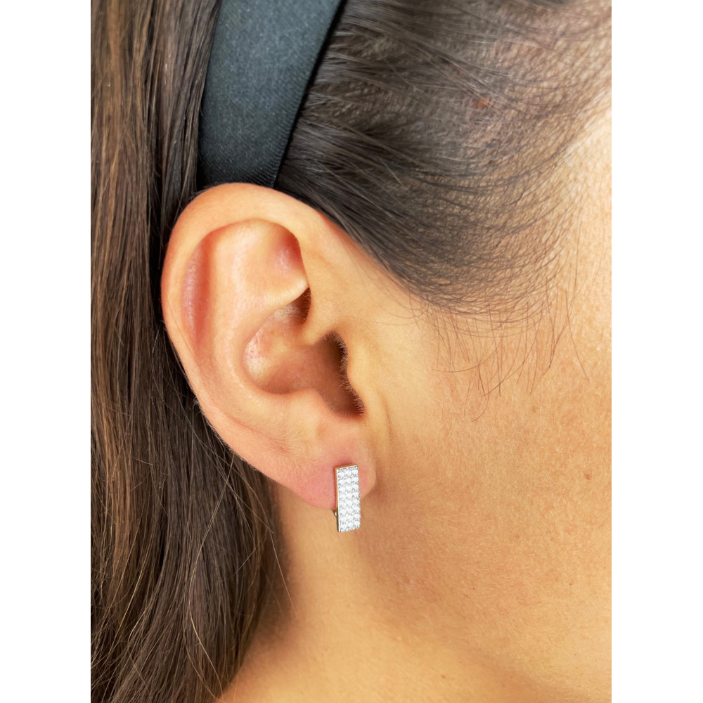 Złote kolczyki prostokąty z cyrkoniami