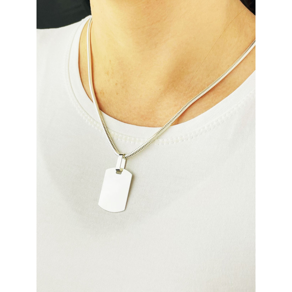 Srebrny wisiorek zawieszka nieśmiertelnik blaszka do grawerowania