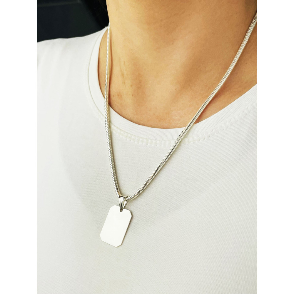 Srebrny wisiorek zawieszka nieśmiertelnik blaszka do grawerowania