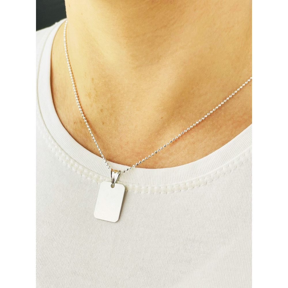 Srebrny wisiorek zawieszka nieśmiertelnik matowy blaszka do grawerowania