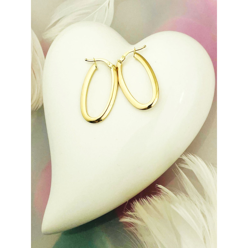 Elegante Gelbgold Kreis Creolen Ohrringe 585er 14KT