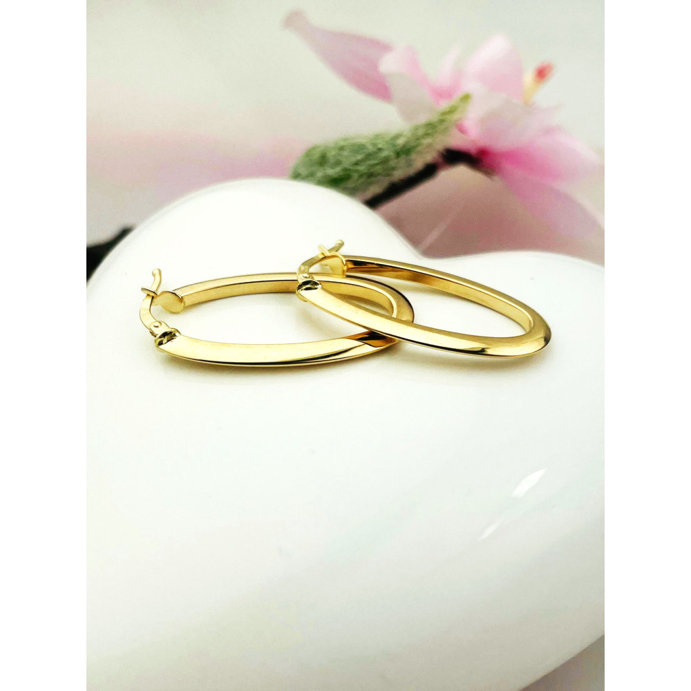 Elegante Gelbgold Kreis Creolen Ohrringe 585er 14KT