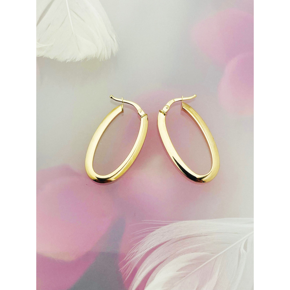 Elegante Gelbgold Kreis Creolen Ohrringe 585er 14KT