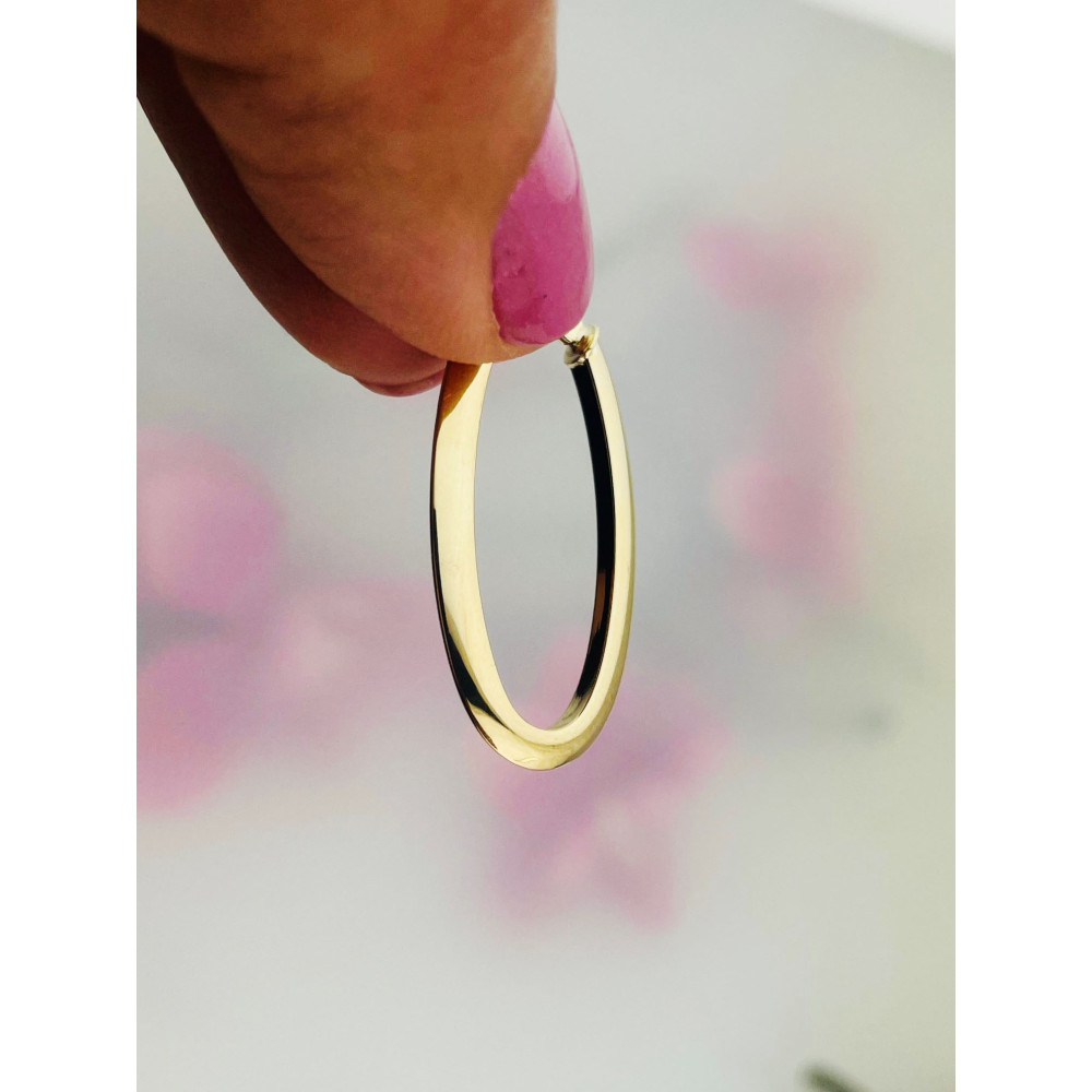 Elegante Gelbgold Kreis Creolen Ohrringe 585er 14KT