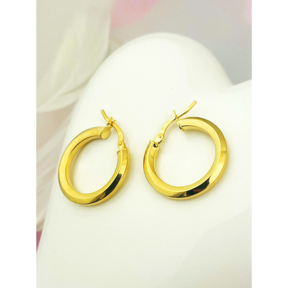 Złote kolczyki koła kółeczka polerowane gładkie