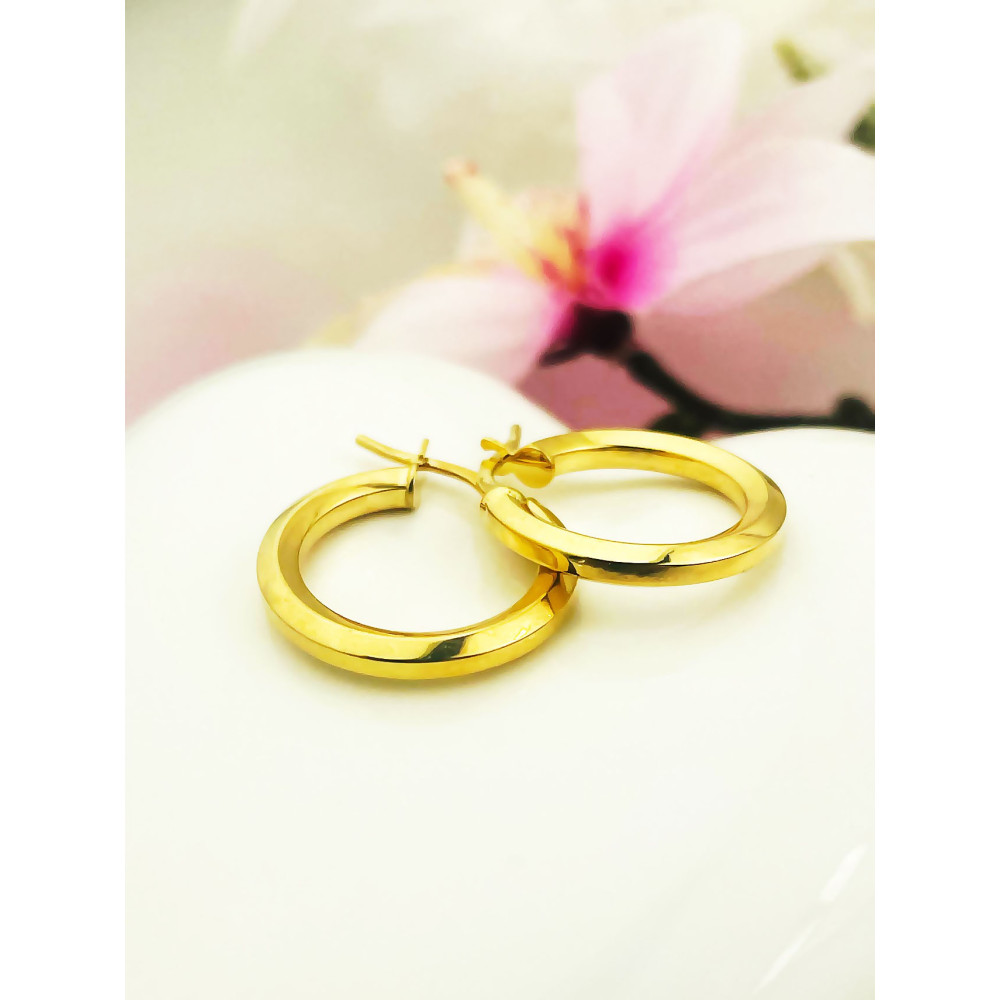 Kreis Creolen Ohrringe Ohrhänger Ohrstecker Ohrschmuck Paar Gelbgold 585er 14KT