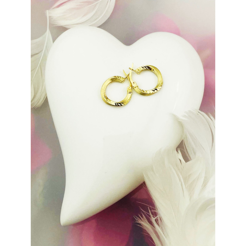 Złote kolczyki kółka kółeczka skręcone spiralki matowe