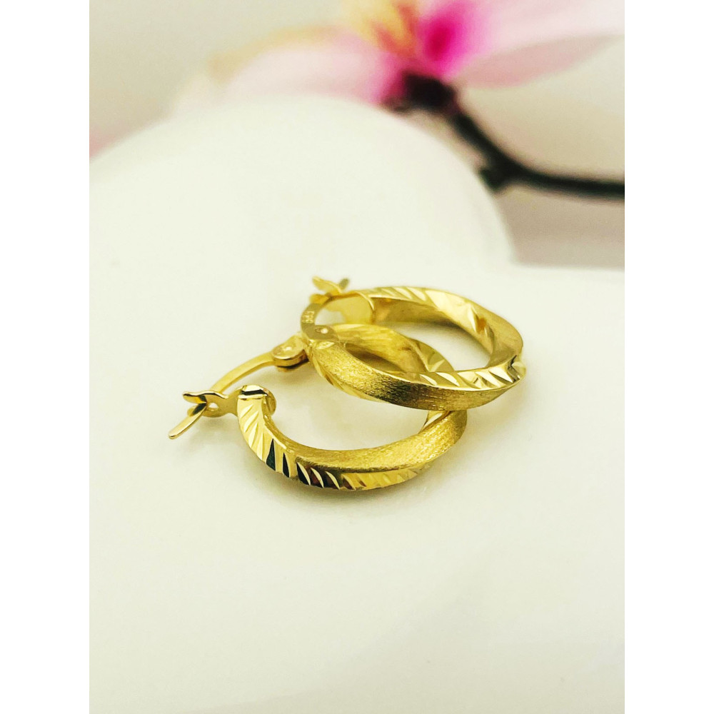 Kreis Creolen Ohrringe Ohrhänger Ohrstecker Ohrschmuck Paar Gelbgold 585er 14KT