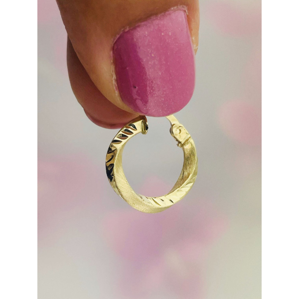 Złote kolczyki kółka kółeczka skręcone spiralki matowe