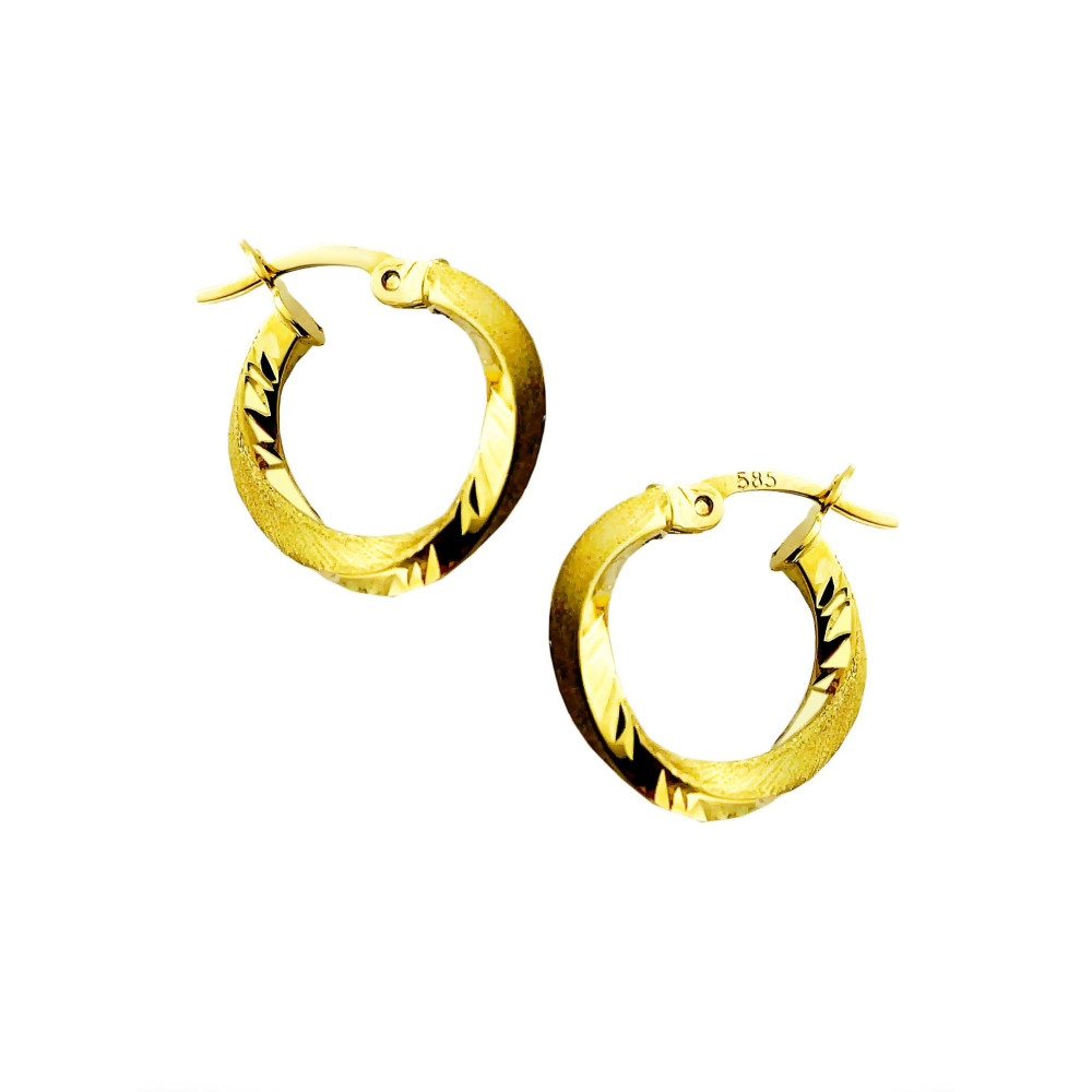 Kreis Creolen Ohrringe Ohrhänger Ohrstecker Ohrschmuck Paar Gelbgold 585er 14KT