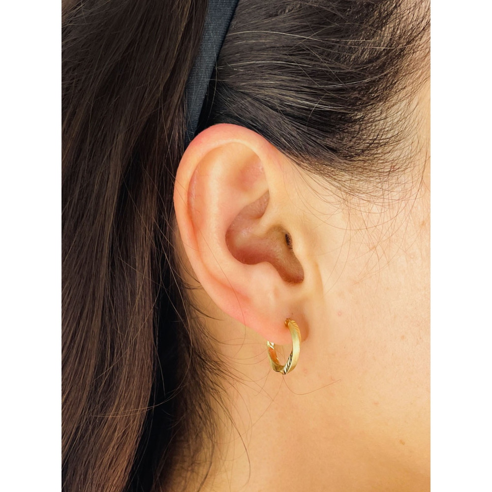 Złote kolczyki kółka kółeczka skręcone spiralki matowe