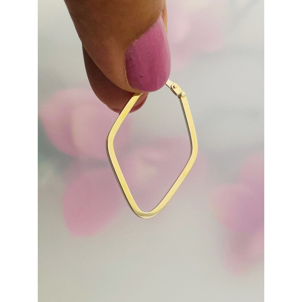 Rhombus Gold Ohrringe Ohrhänger Ohrstecker Ohrschmuck Paar Gelbgold 585er 14KT