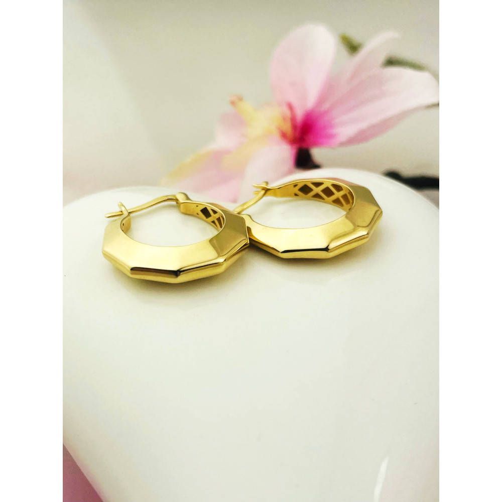 Złote kolczyki koła kółeczka polerowane gładkie kanciaste