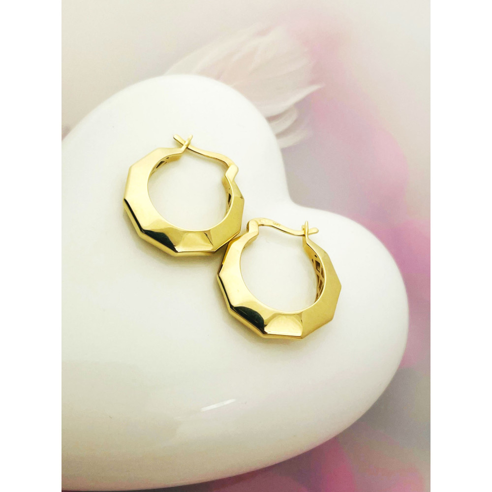 Złote kolczyki koła kółeczka polerowane gładkie kanciaste