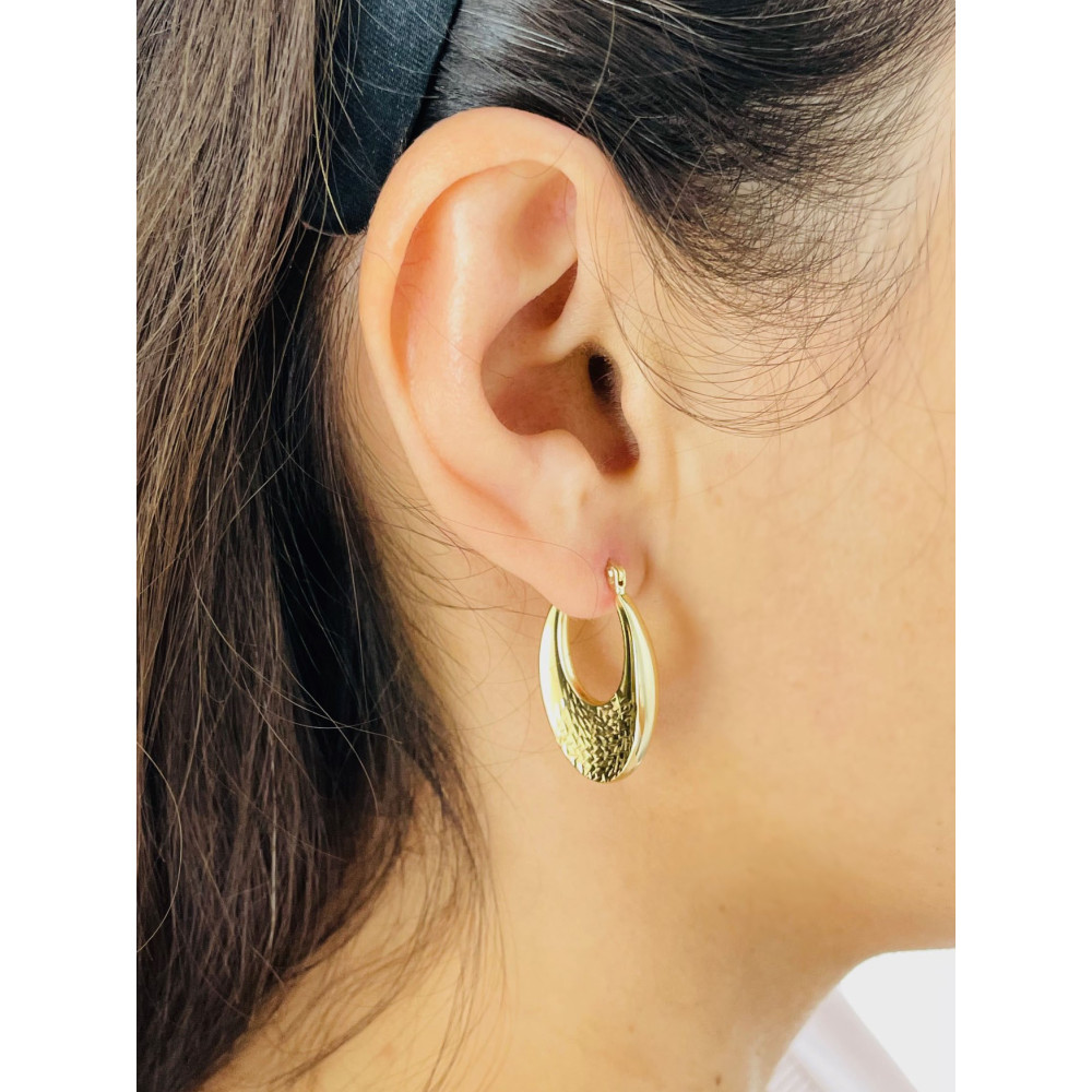 Kreis Creolen Ohrringe Ohrhänger Ohrstecker Ohrschmuck Paar Gelbgold 585er 14KT