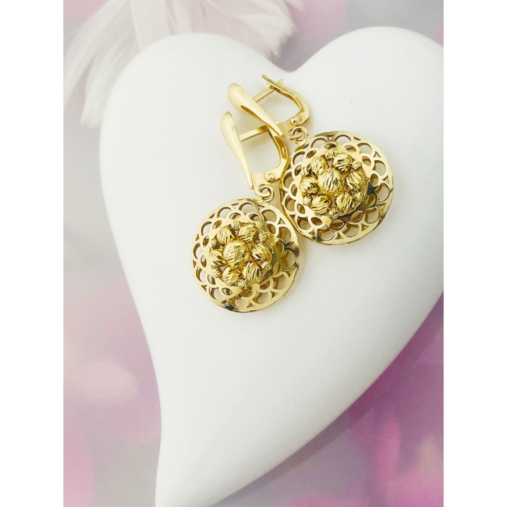 Kreis Creolen Ohrringe Ohrhänger Ohrstecker Ohrschmuck Paar Gelbgold 585er 14KT