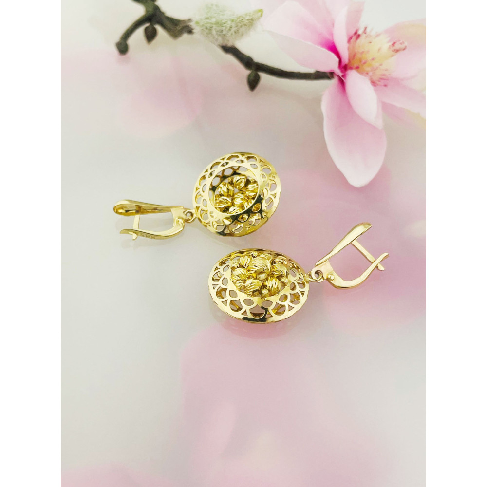 Kreis Creolen Ohrringe Ohrhänger Ohrstecker Ohrschmuck Paar Gelbgold 585er 14KT