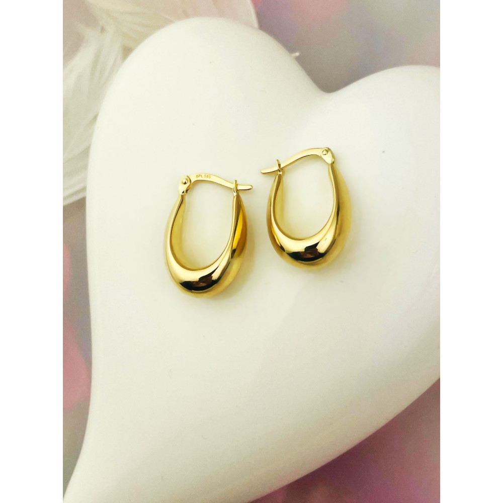 Kreis Creolen Ohrringe Ohrhänger Ohrstecker Ohrschmuck Paar Gelbgold 585er 14KT