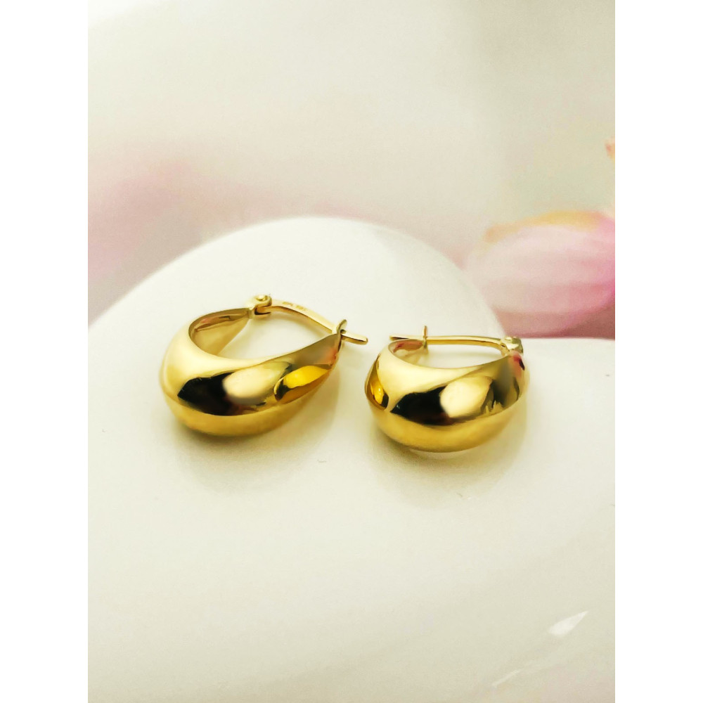 Złote kolczyki koła dmuchane kółeczka owalne polerowane gładkie