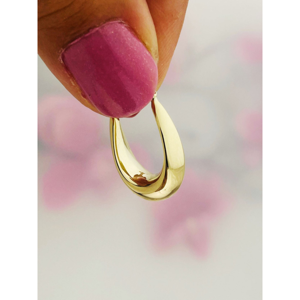 Złote kolczyki koła dmuchane kółeczka owalne polerowane gładkie