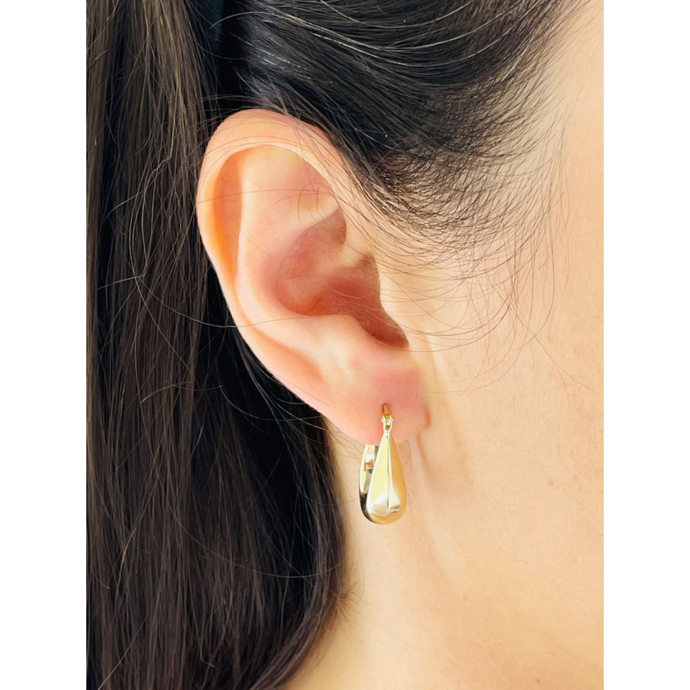 Złote kolczyki koła dmuchane kółeczka owalne polerowane gładkie