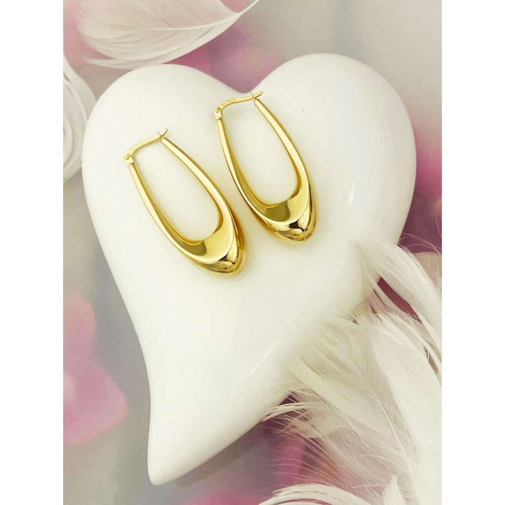 Złote kolczyki koła dmuchane kółeczka owalne polerowane gładkie