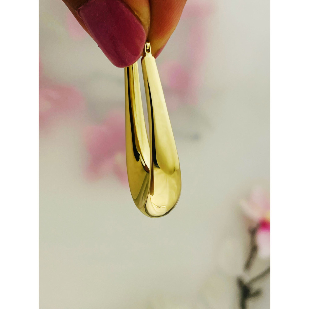 Złote kolczyki koła dmuchane kółeczka owalne polerowane gładkie