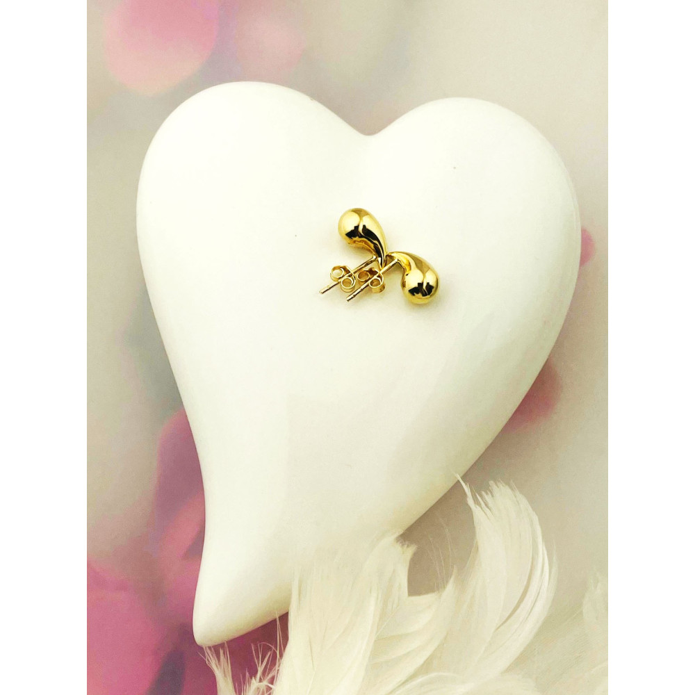 Złote kolczyki łezki dmuchane kropelki gładkie polerowane