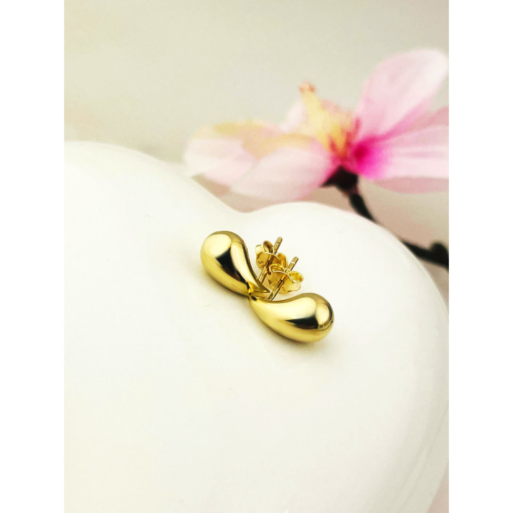 Träne Gold Ohrringe Ohrhänger Ohrstecker Ohrschmuck Paar Gelbgold 585er 14KT