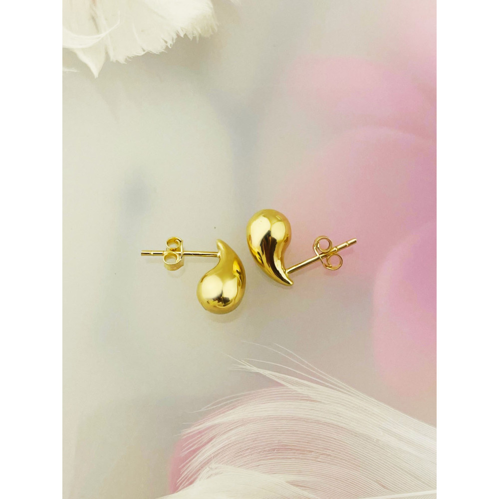 Träne Gold Ohrringe Ohrhänger Ohrstecker Ohrschmuck Paar Gelbgold 585er 14KT