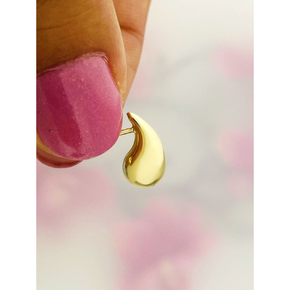 Złote kolczyki łezki dmuchane kropelki gładkie polerowane