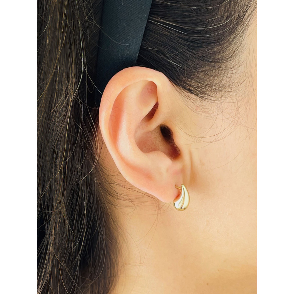 Złote kolczyki łezki dmuchane kropelki gładkie polerowane