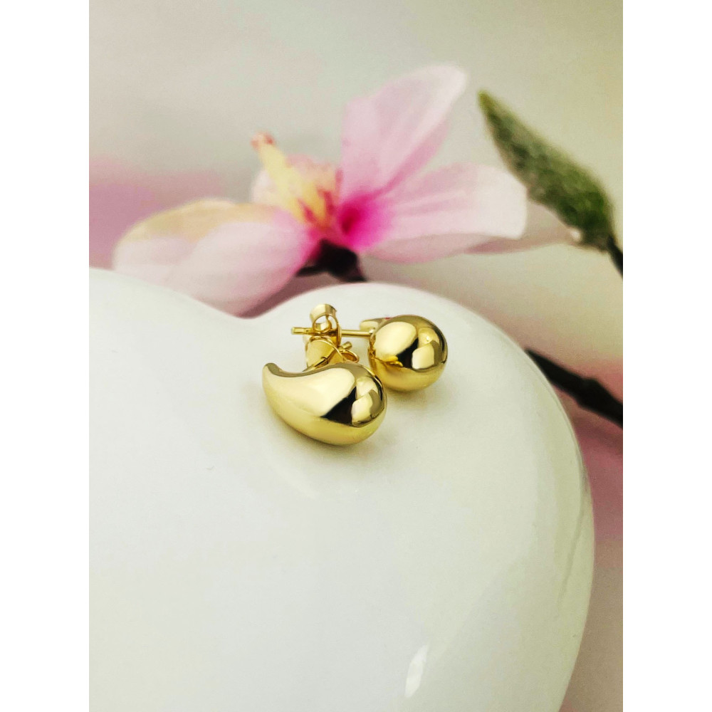 Träne Gold Ohrringe Ohrhänger Ohrstecker Ohrschmuck Paar Gelbgold 585er 14KT